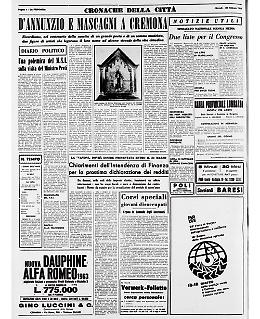Il ricordo della visita di D'Annunzio e Mascagni a Cremona