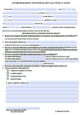 Coronavirus, ecco il nuovo modulo per l'autocertificazione