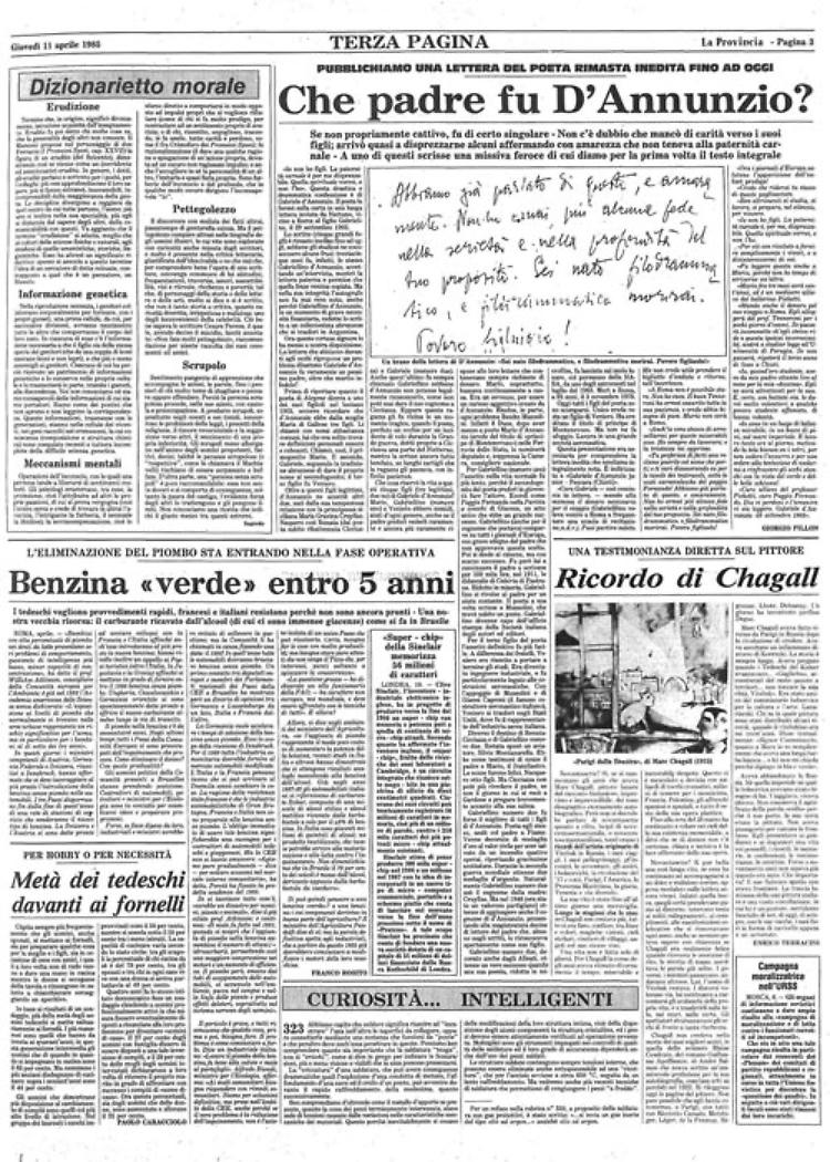 Pessimo padre e marito infedele? Una lettera inedita tratteggia la figura di Gabriele D'Annunzio