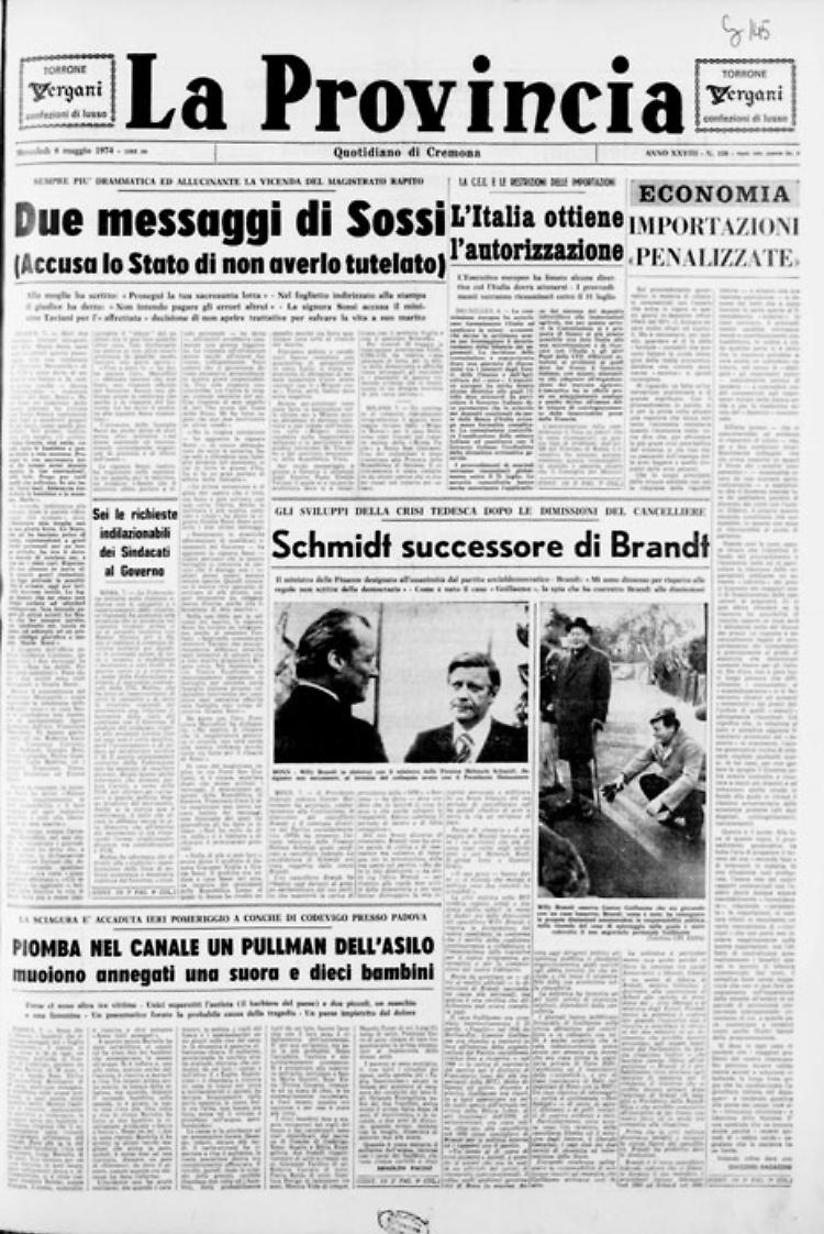 * Due messaggi di Sossi - * Schmidt successore di Brandt 