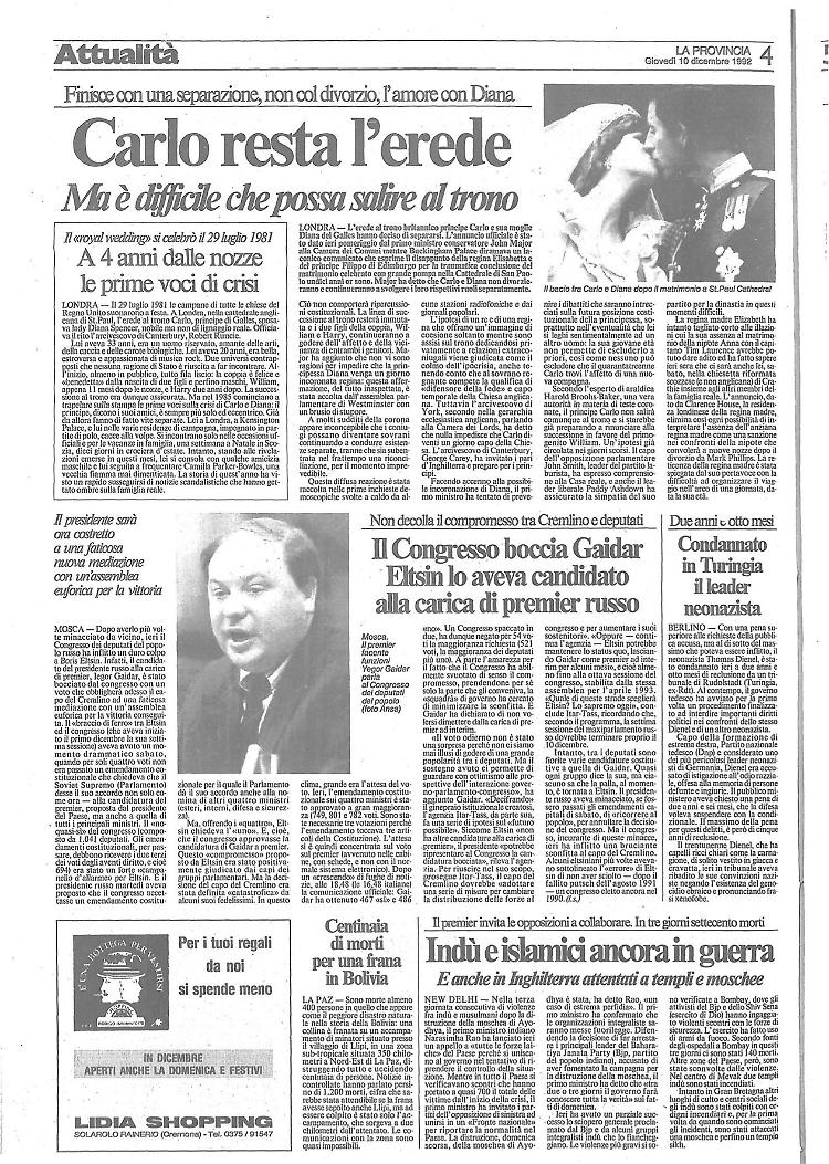 Si separano Carlo e Diana