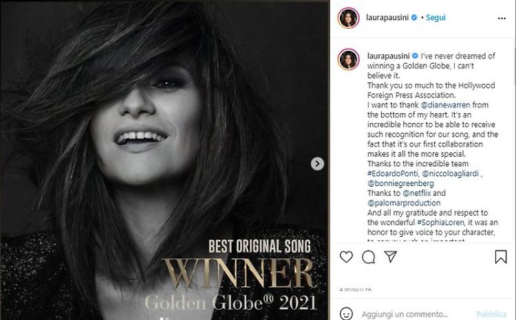 Golden Globe 2021, premiata Laura Pausini: Nomadland miglior film