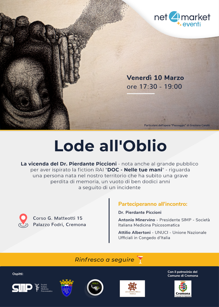 Incontro: Lode All'Oblio - La vicenda del Dottor Pierdante Piccioni