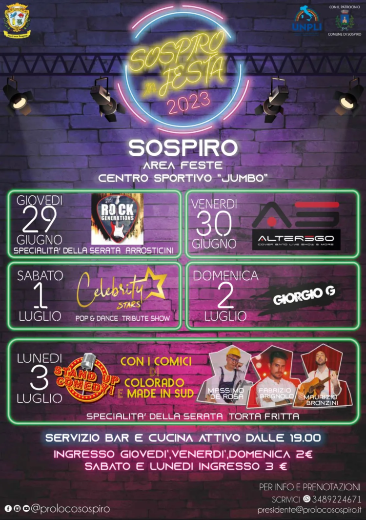 Sospiro in festa 2023: 4 giorni di divertimento!
