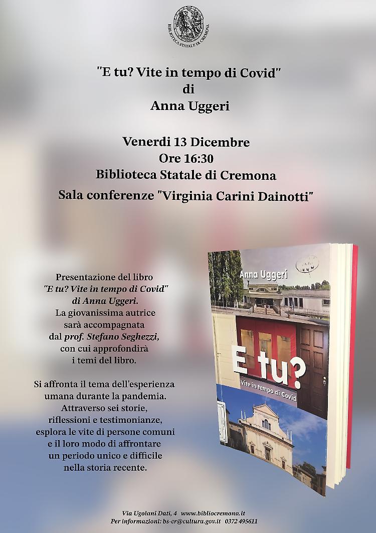 Presentazione del libro "E tu? Vite in tempo di Covid" di Anna Uggeri