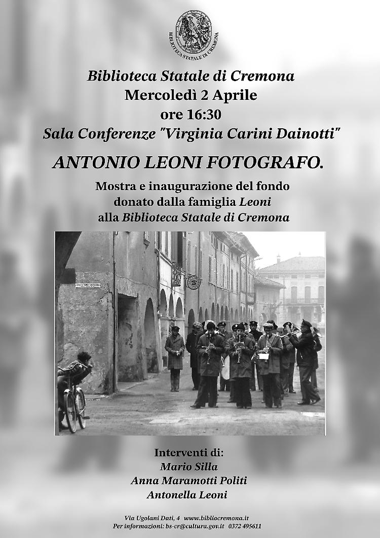 Antonio Leoni Forografo. Mostra e inaugurazione donazione