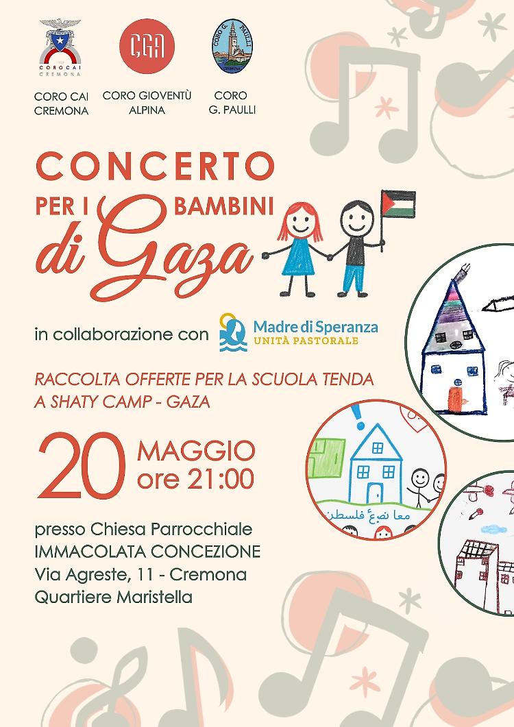 “Concerto per i Bambini di Gaza” Cori: CAI Cremona, Gioventù Alpina e G. Paulli