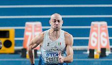 Dario Dester durante la prova dei 60 metri al Mondiale (foto Grana/Fidal)