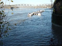 Il fiume Po sotto il ponte tra Cremona e Castelvetro