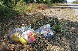 Dopo lo sfalcio dell'erba spuntano i rifiuti