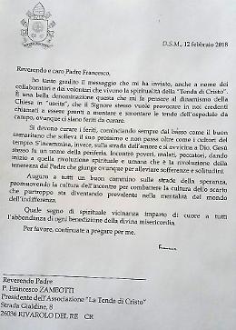 Papa Francesco: La Tenda di Cristo è una chiesa in 'uscita'
