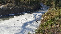 Schiuma nel fiume Serio, ripreso lo sversamento