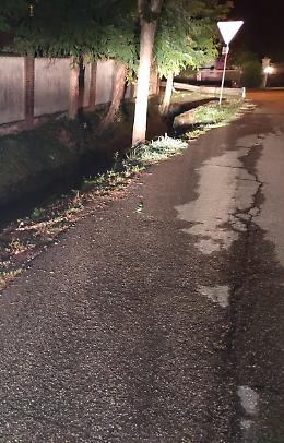 Crolla la banchina in via Belvedere, senso unico