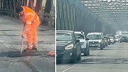 Voragine nell'asfalto sul Ponte di Po, pronto intervento dell'Anas