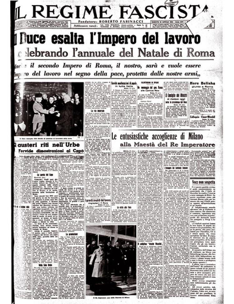 Il Duce esalta l'Impero del lavoro celebrando l'annuale del Natale di Roma