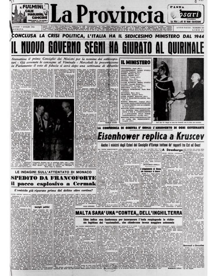  In Italia ha inizio il primo governo Segni