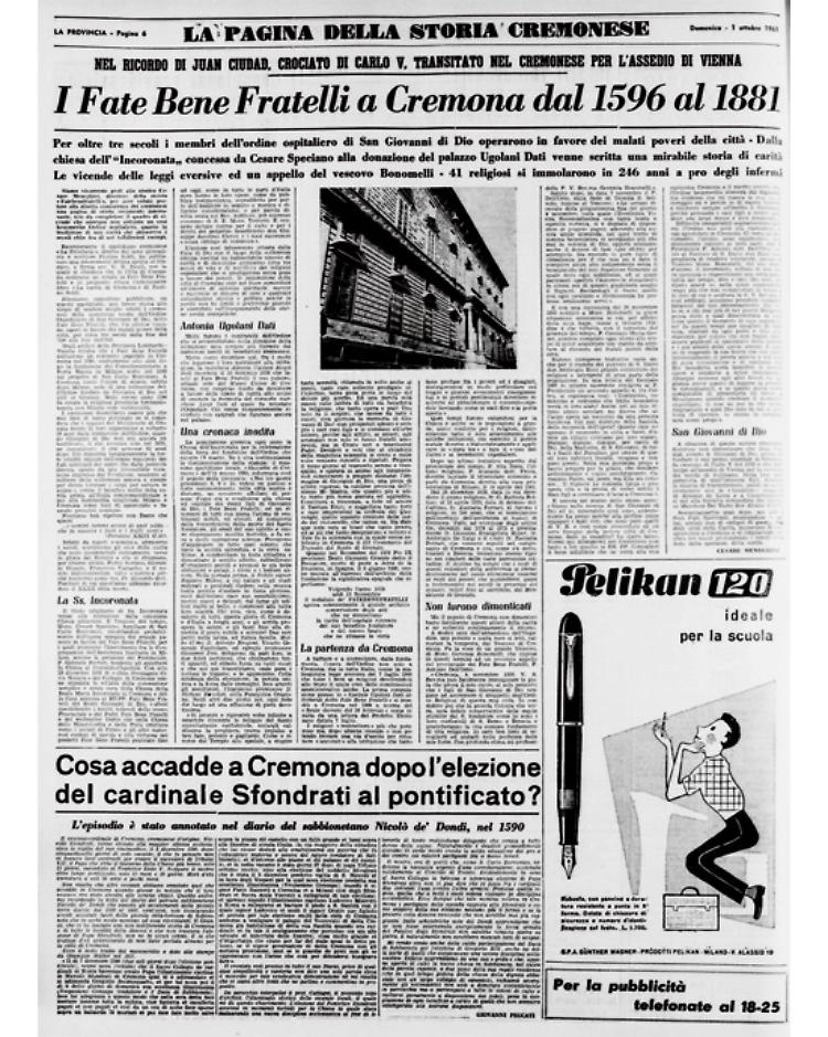 I Fate Bene Fratelli a Cremona dal 1596 al 1881 