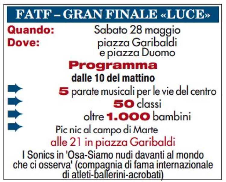Franco Agostino Teatro FestivalFinale ‘ in volo’ con i SonicsSabato 28 in piazza Duomo e Garibaldi