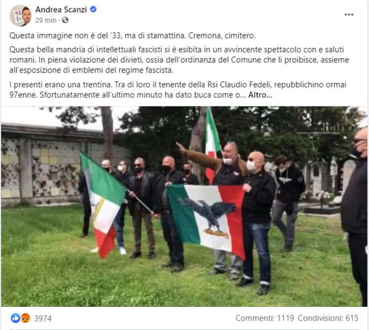 Scanzi: "Raduno fascista a Cremona, una baracconata"