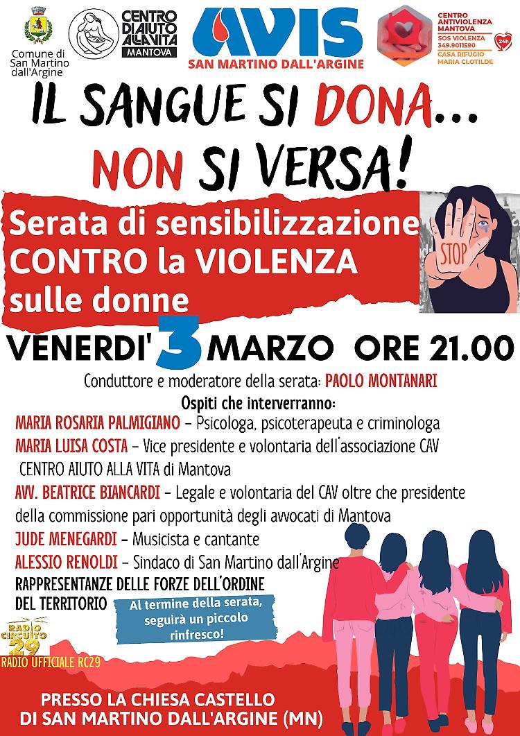La serata dell'Avis contro la violenza sulle donne