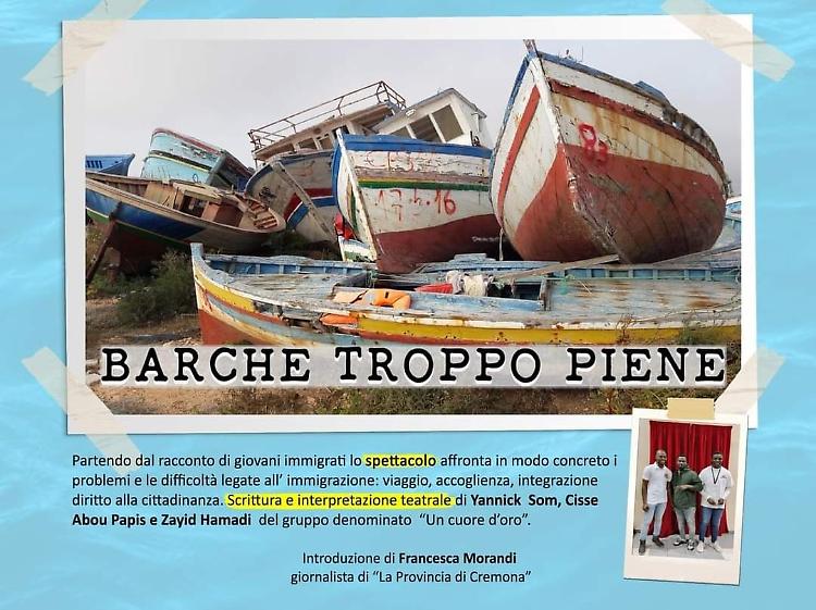 "Barche troppo piene" Spettacolo e racconti sui drammi del mediterraneo
