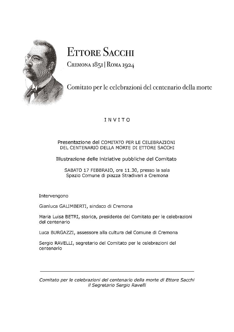 Ettore Sacchi - Presentazione del comitato per il centenario