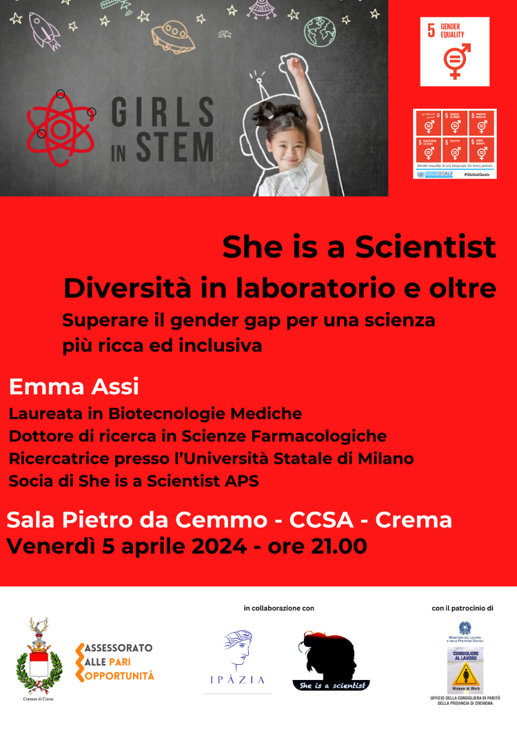 Incontro: "She is a Scientist" Diversità in laboratorio e oltre