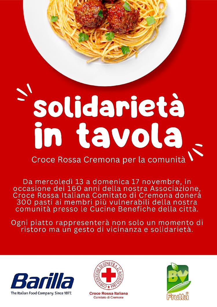 'Solidarietà in tavola': la Croce Rossa per la comunità