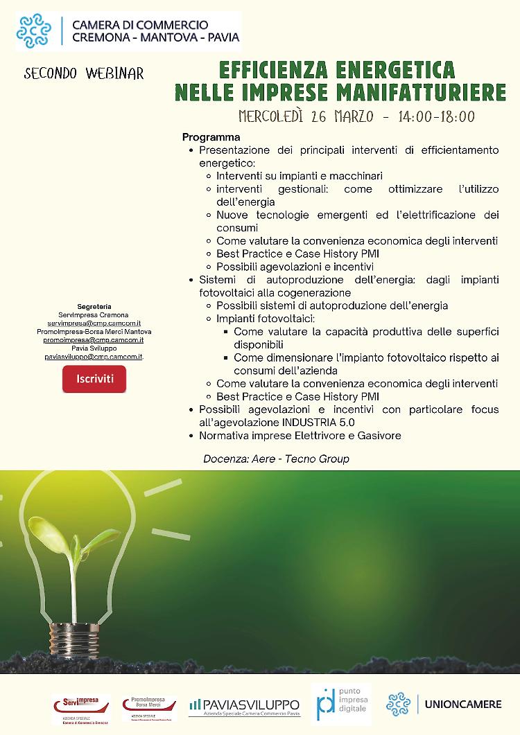 Webinar: "Efficienza energetica nelle imprese manifatturiere"