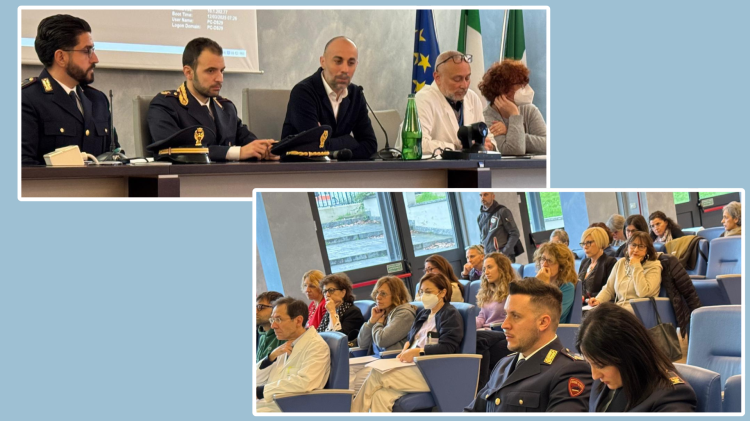 Polizia e legali parlando di sicurezza