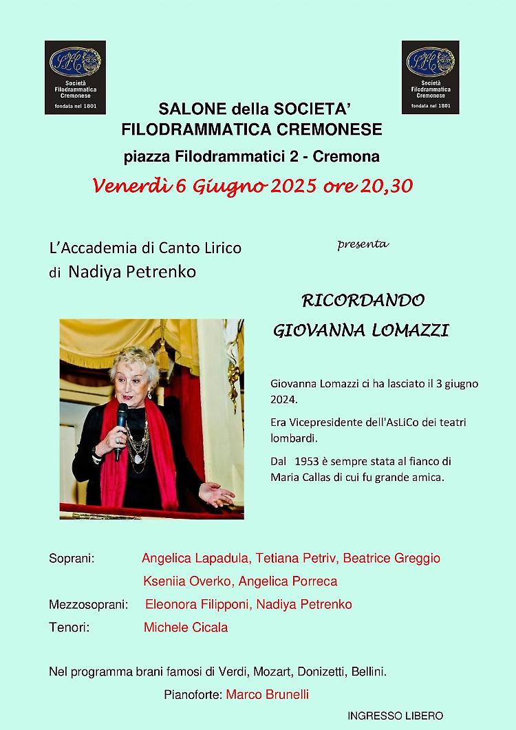 Concerto lirico "Ricordando Giovanna Lomazzi"