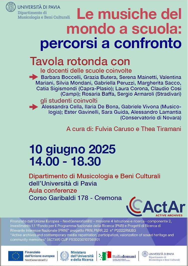 Tavola rotonda “Le musiche del mondo a scuola: percorsi a confronto”