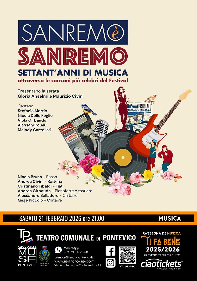 "Sanremo &egrave; Sanremo" 70 anni di musica italiana con le pi&ugrave; grandi canzoni del Festival