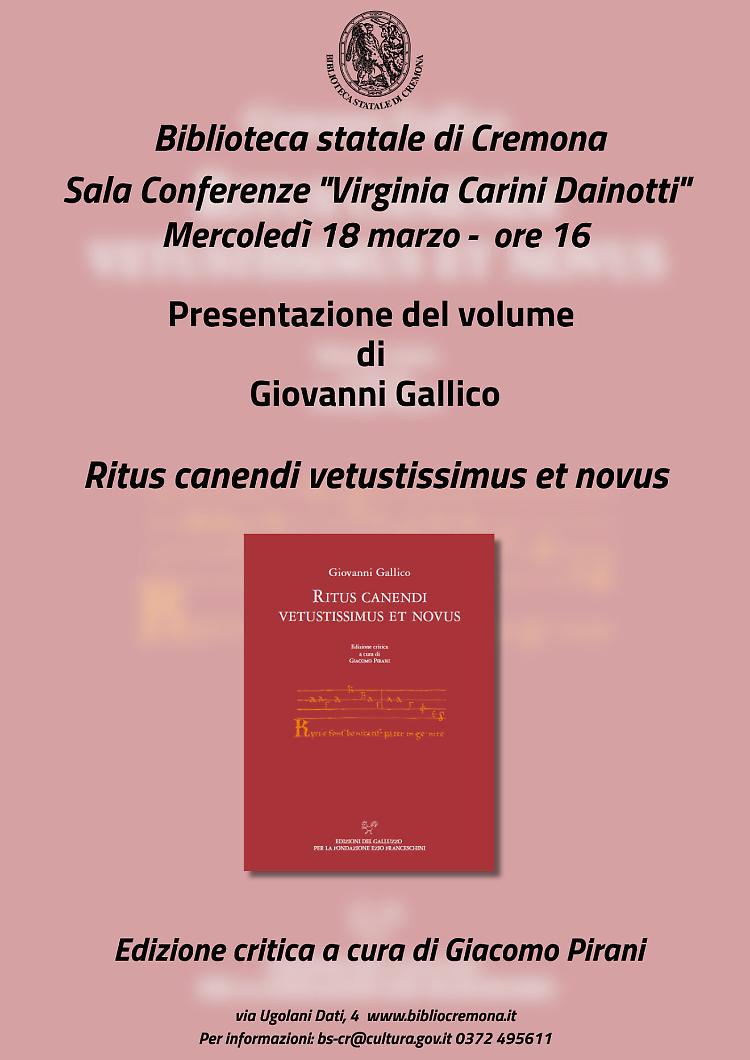 Ritus canendi vetustissimus et novus di Giovanni Gallico
