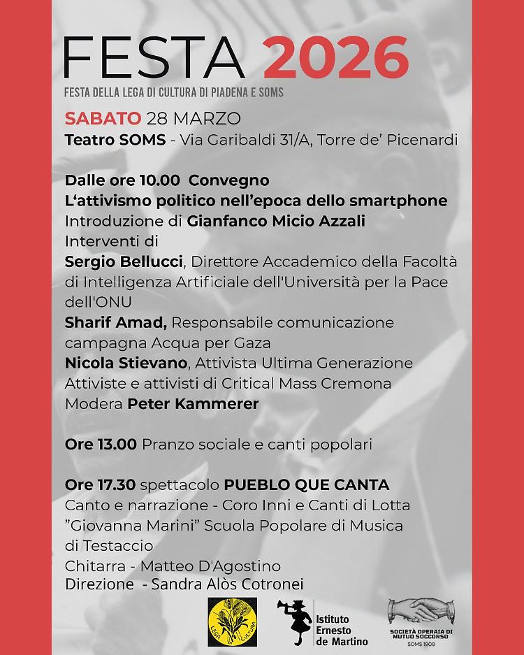 Festa della Lega di Cultura di Piadena e SOMS 2026 